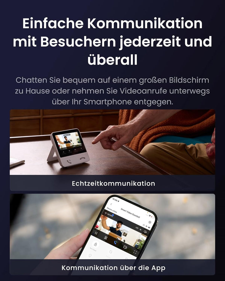 SwitchBot Video Türklingel mit Solarpanel, 2K Türklingel mit Kamera, Smart Türklingel Kamera mit 4,3