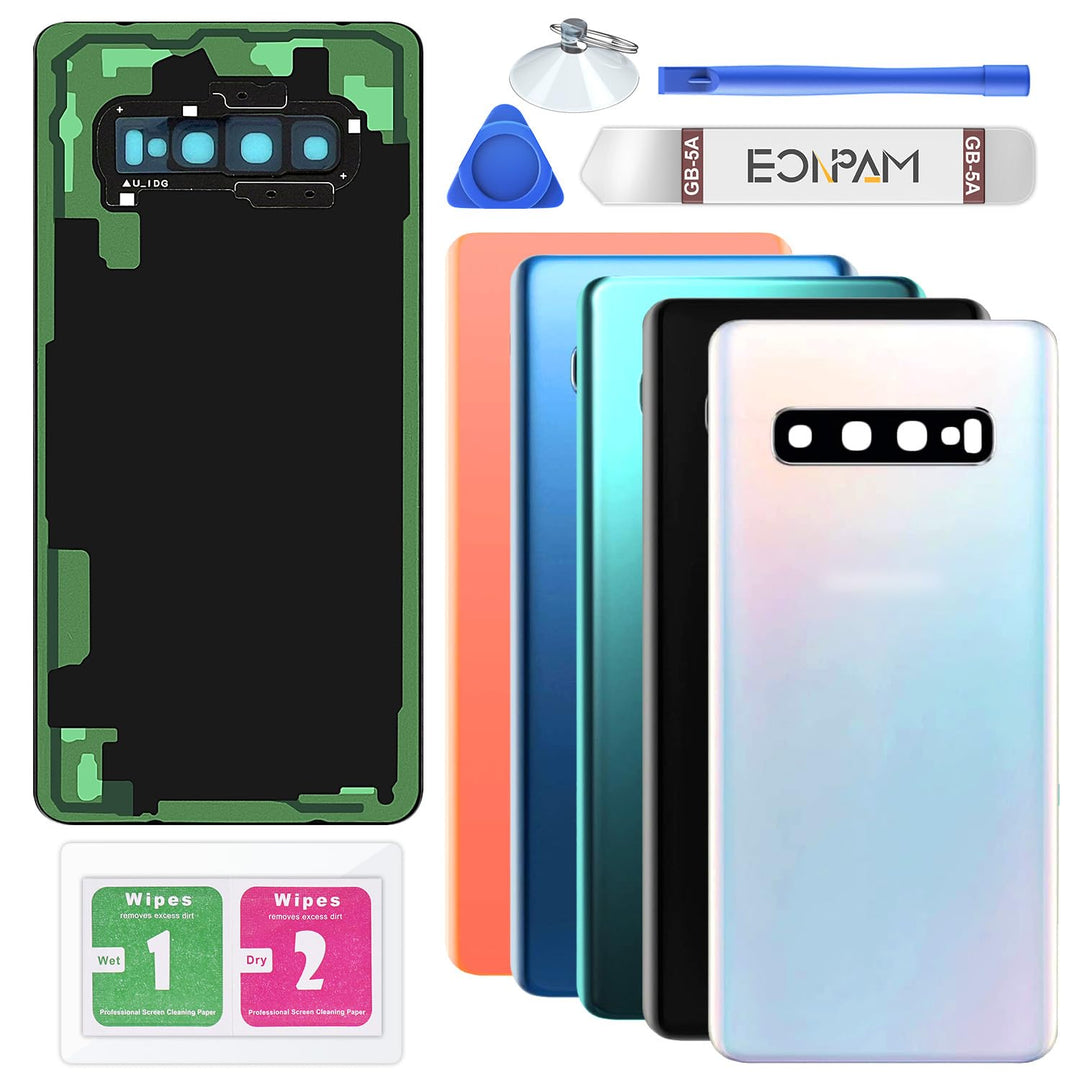 Eonpam Akkudeckel für Samsung Galaxy S10+ Plus G975 Rückseite Glas Backcover Ersatz Reparatur Set mi