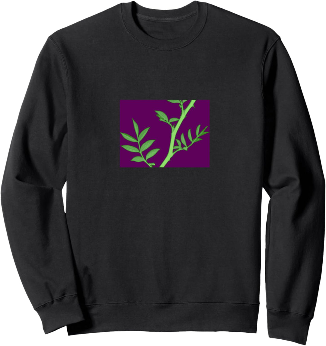 Tree Branch w Leaves Simple Art 4 - High Contrast Statement Sweatshirt