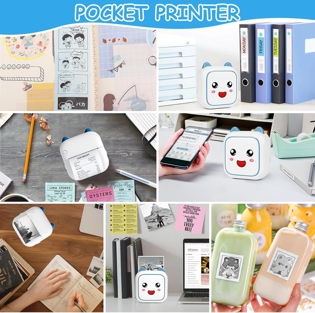 Ambesty Mini Drucker, Mobiler Fotodrucker, Tragbarer Mini Fotodrucker, Wireless Fotodrucker Thermodr