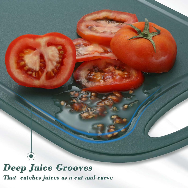 Schneidebrett Kunststoff, Hunnycook 3-tlg Schneidebrett Set mit Saftrillen und rutschfeste Griffe, A