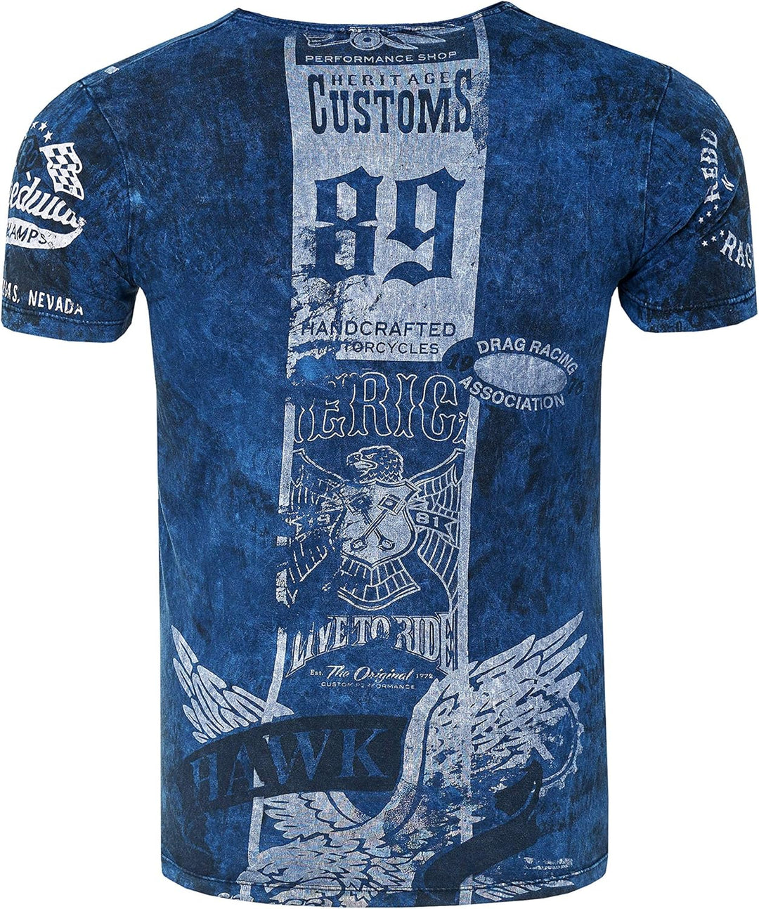 T-Shirt Herren Kurzarm Rundhals Tshirt für Männer S M L XL XXL 3XL Printed Regular Fit Verwaschen 22