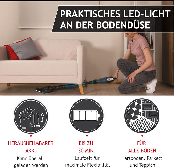 Hoover Akku-Staubsauger Tierhaare H-Free 500 Pets ohne Beutel I auch als Handstaubsauger I Bis zu 30