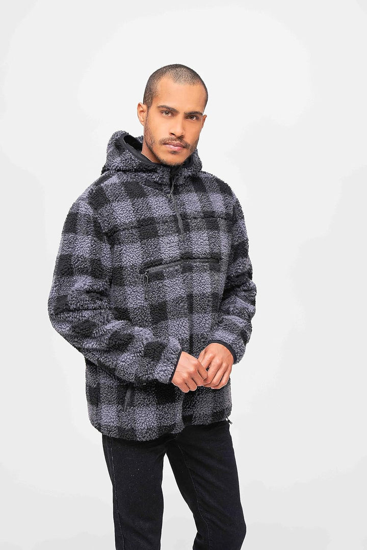 Brandit Teddyfleece Worker Pullover, S Black/Grey
