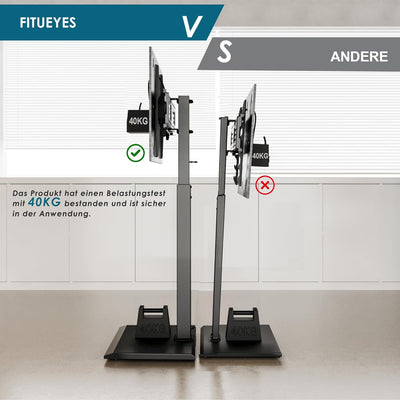 FITUEYES TV Bodenständer mit Eisenbasis TV Standfuss TV Ständer Fernsehstand höhenverstellbar schwen