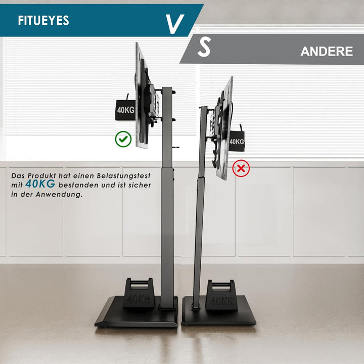 FITUEYES TV Bodenständer Serie-S mit Eisenbasis TV Standfuss Höhenverstellbar Schwenkbar für 32-75 Z