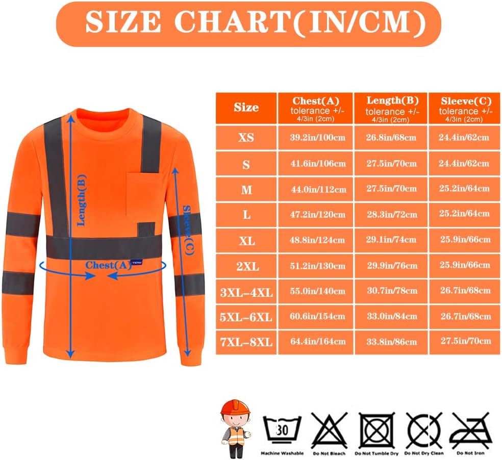 Warnschutz Shirt Langarm warn t Shirts Warnschutz Arbeitskleidung Eu-orange-langarm L, Eu-orange-lan