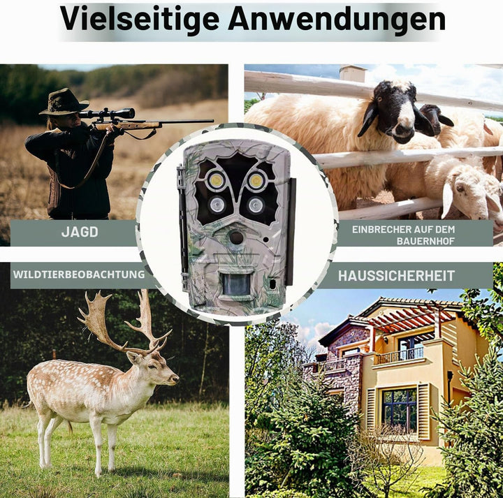 BolyGuard Jagdkamera 45MP 4K Wildkamera mit Dual Flash 940nm LEDs und weisse LED-Bewegung scharf für