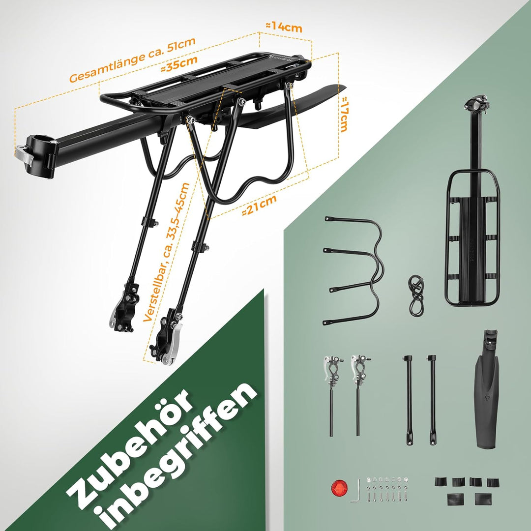 ROCKBROS Fahrrad Gepäckträger Mountainbike Gepäckträger Schnellspanner mit Reflektor 24-29 Zoll mit/