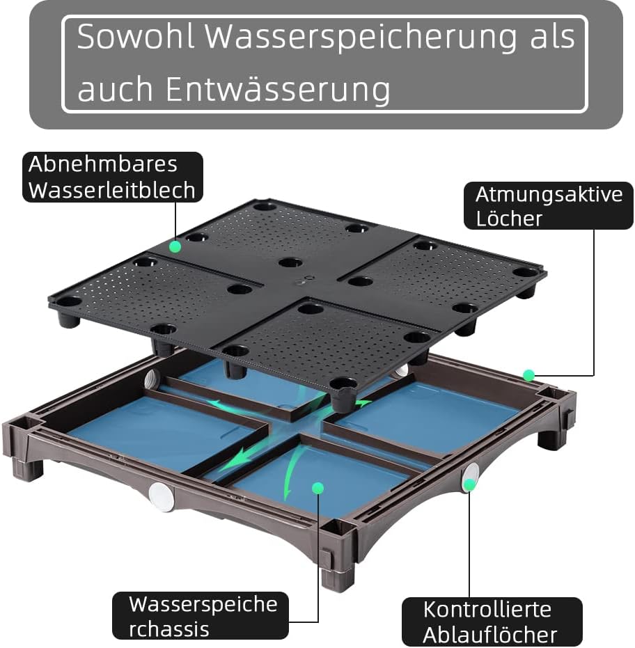 Mingone Blumentopf Rattan Optik aus Kunststoff Blumenkasten Balkonkasten mit Wasserspeicher Pflanzka
