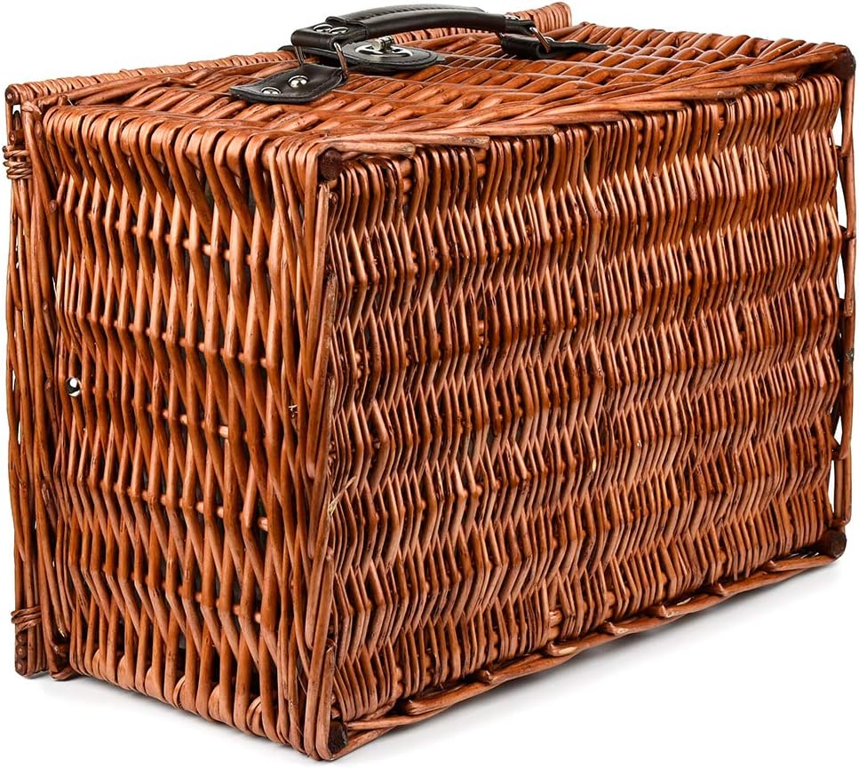 Picknickkorb für 4 Personen Inklusive Bestecksets, Korkenzieher, Weingläser und Keramikteller - 29 x