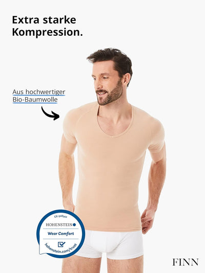 FINN figurformendes Kompressions-Unterhemd Herren - Shapewear Kurzarm Shirt mit Bauch-Weg Effekt - B