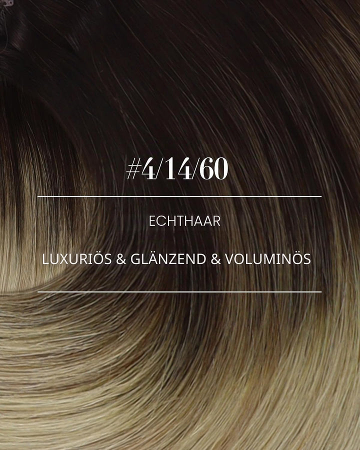 YoungSee Echthaar Extensions Clip Balayage Clip in Extensions Echthaar Braun Blond 35cm Extensions C