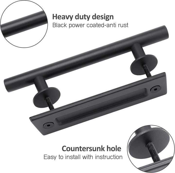 Lpraer 30CM Schiebetüren Griff Schwarze Scheunentorgriff Schiebetür zieht-Griff Schiebe Türgriff Küc