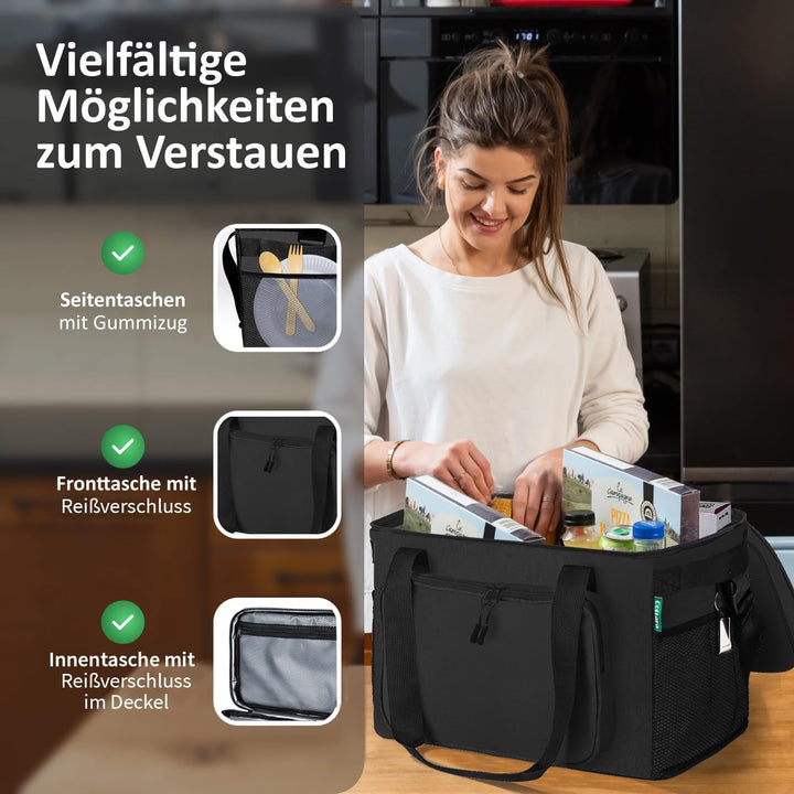 Faltbare Kühltasche gross 30L wasserdicht +12h Frische extra stark isolierte Kühltasche faltbar – Kü