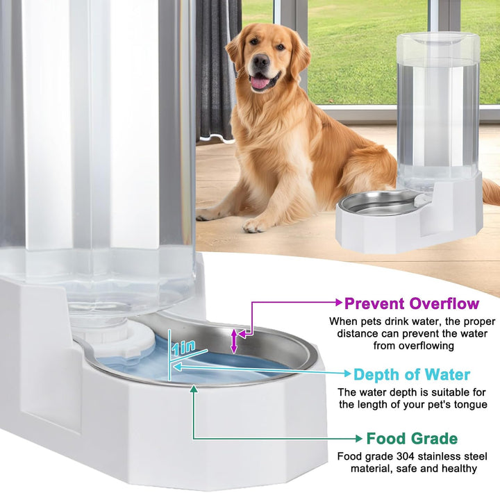 Sfozstra 9L Trinkbrunnen f. grosse Hunde - Edelstahl, Filter | Schwerkraftbetrieben, 9L, rutschfeste