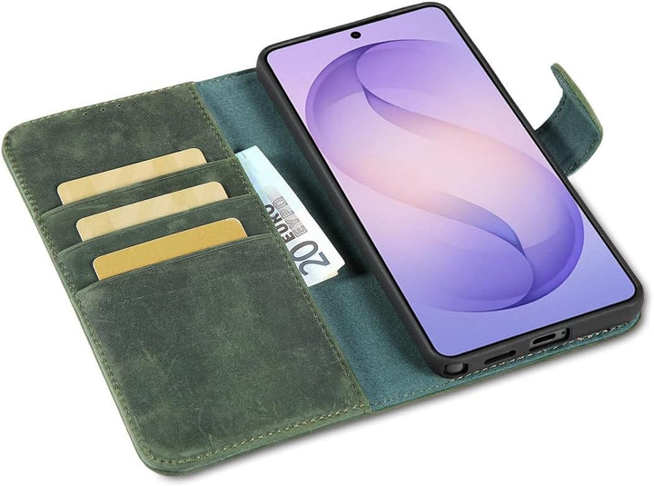 LENSUN Echtleder Hülle für Samsung Galaxy S26 Ultra, Handyhülle Klapphülle [RFID Schutz][Magnetversc