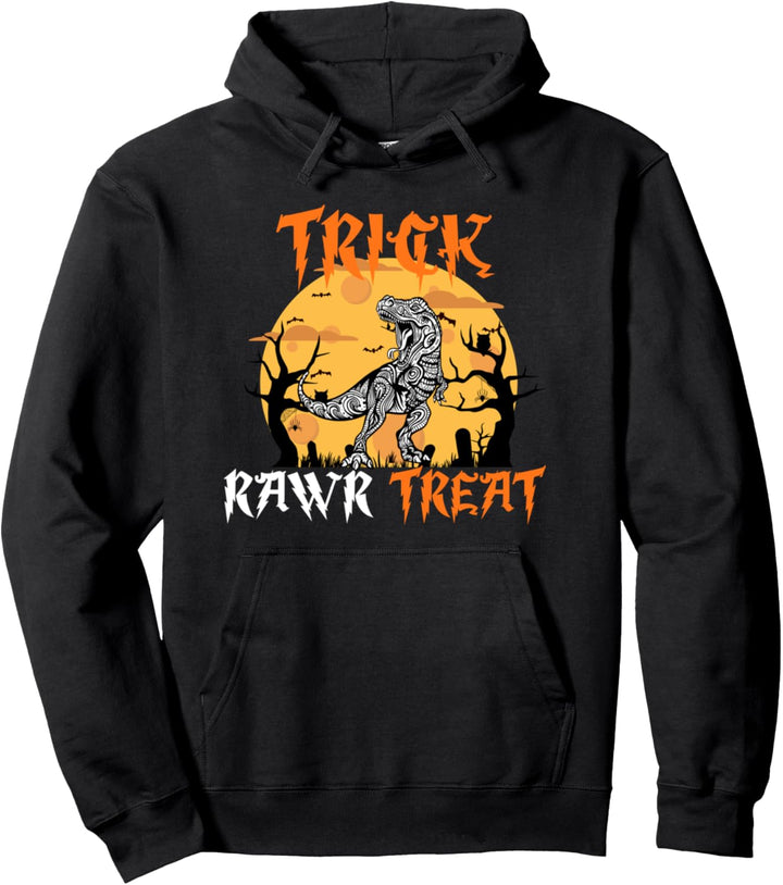 Süsses oder Saures Zombie-Dinosaurier-Vollmond-Katzenhexe Pullover Hoodie
