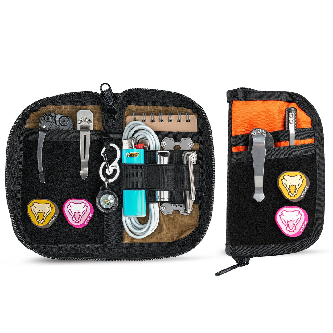 VIPERADE VE22 EDC Pouch Klein EDC Werkzeugtasche mit 4 Taschen und 5 elastischen Fächern Klein EDC O