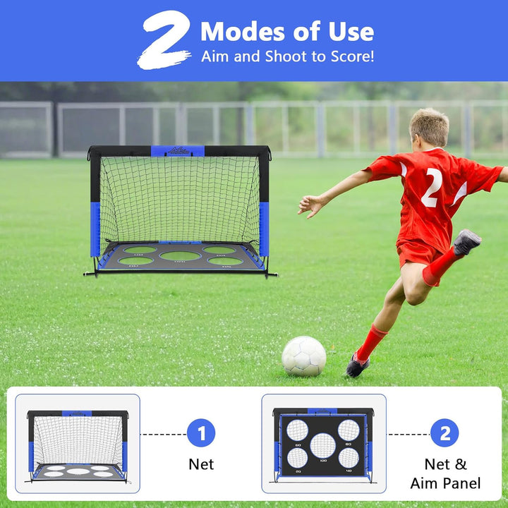 MoKo Fussballtore für den Garten, 150×120 cm Grosses Pop-up-Tornetz mit Zieltafel, Tragbare Fussball