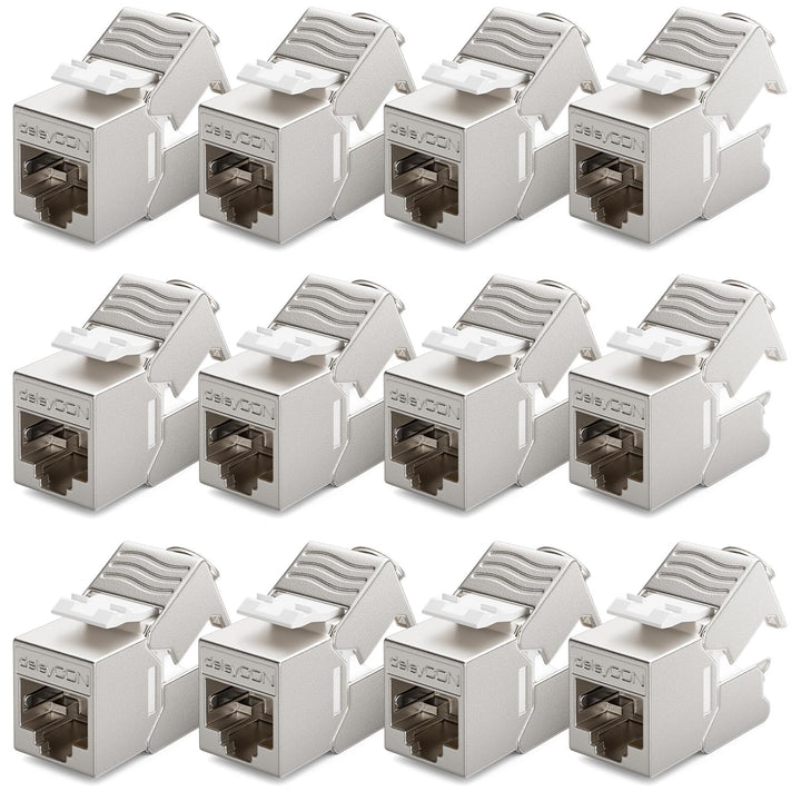 deleyCON 12x CAT6a MINI Keystone Jack Modul Patchkabel Netzwerkkabel Verbinder 30 mm (3 cm) Lang STP