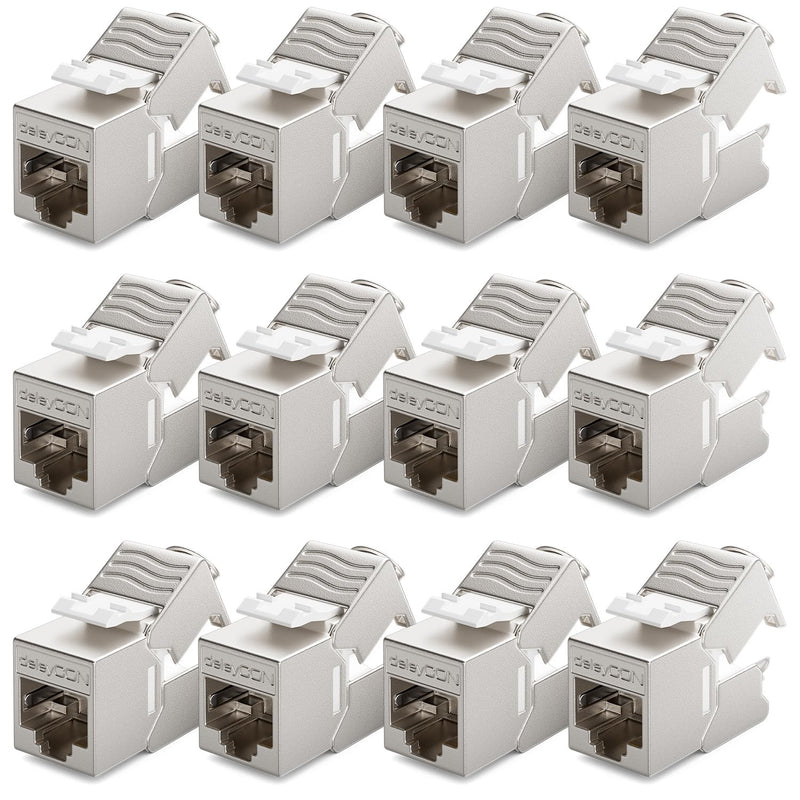 deleyCON 12x CAT6a MINI Keystone Jack Modul Patchkabel Netzwerkkabel Verbinder 30 mm (3 cm) Lang STP