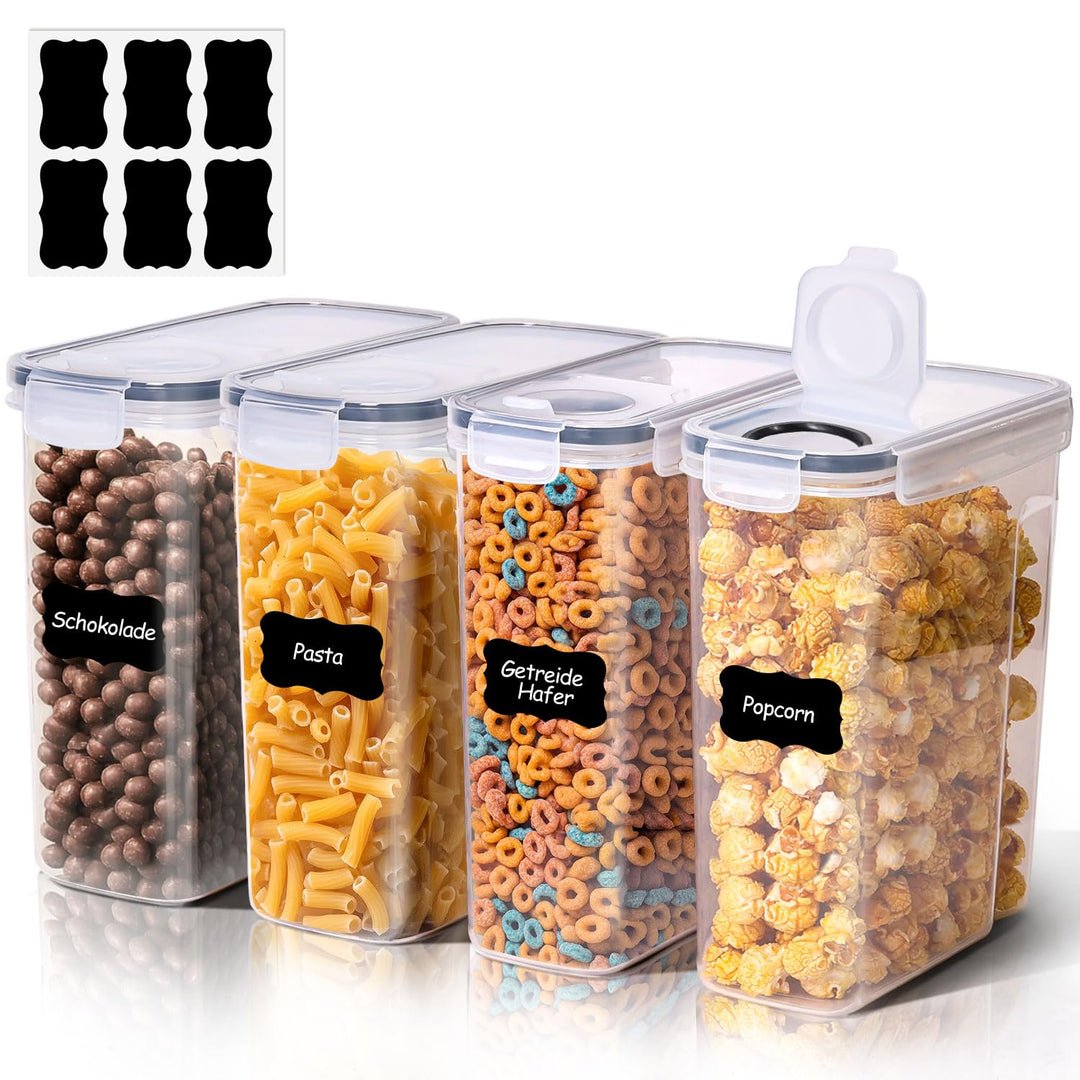 ComSaf Vorratsdosen mit Deckel Luftdicht 4L, 4er Müsli Aufbewahrung, Aufbewahrungsbox mit Deckel Gro