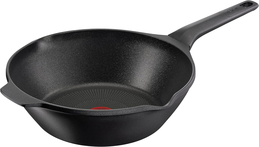 Tefal E24919 Robusto Aluguss Wokpfanne 28 cm | einfache Reinigung | Antihaftversiegelung | Thermo-Si