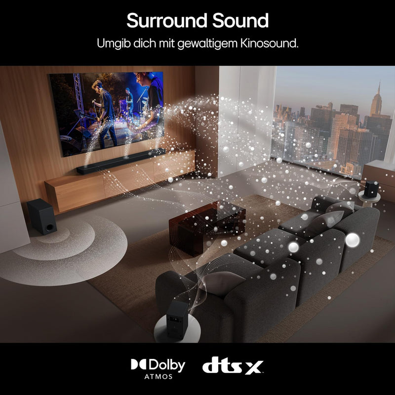 LG DS80TR 5.1.3 Dolby Atmos Soundbar (580W) mit kabellosem Subwoofer & Rücklautsprechern (Wow Cast,