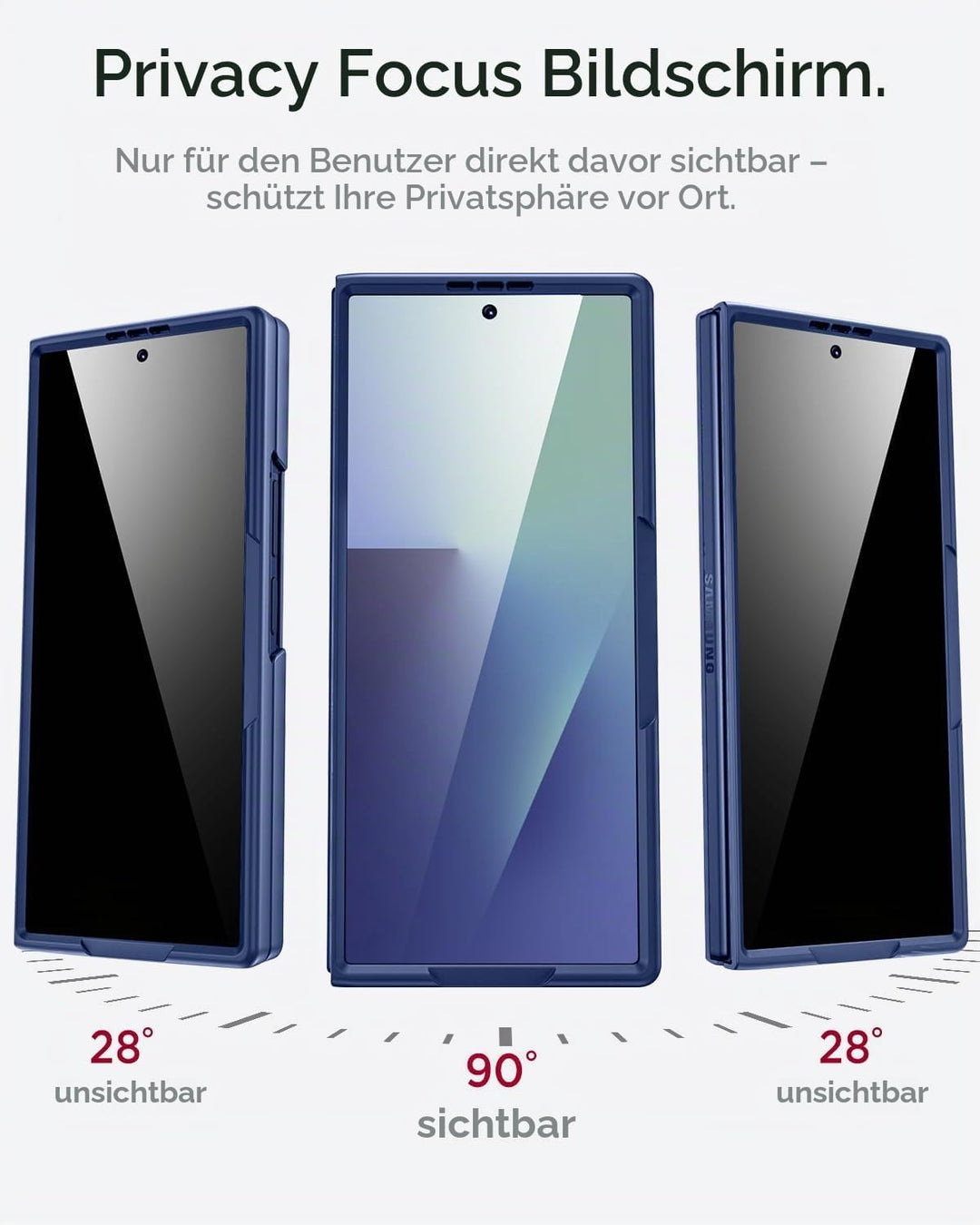 Miimall Kompatibel mit Samsung Galaxy Z Fold 7 Hülle mit Displayschutz Anti-SPY, [Tragbarer Ständer]