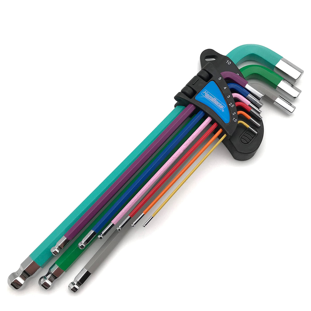 HemBorta® Innensechskant Satz Extra Lang 9 tlg mit Kugelkopf 1.5–10mm, Profi Innensechskantschlüssel