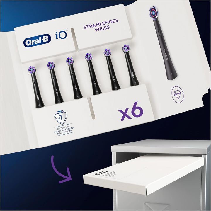 Oral-B iO Strahlendes Weiss Aufsteckbürsten für elektrische Zahnbürste, 6 Stück, aufhellende Zahnrei