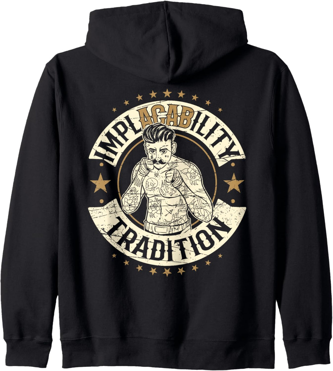 Hooligan Unbeugsam Implacability Tradition Boxer Backprint Kapuzenjacke