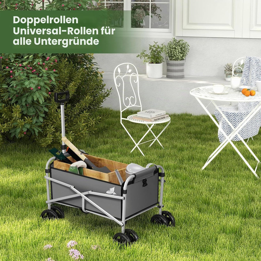 WOLTU Bollerwagen faltbar, Handwagen Transportwagen klappbar, Gartenwagen Strandwagen mit Bremsen Do