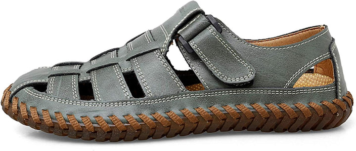 Moodeng Herren Sandalen Outdoor Leder Sommer Outdoorsandalen Sport Trekking Strand Geschlossene Klet