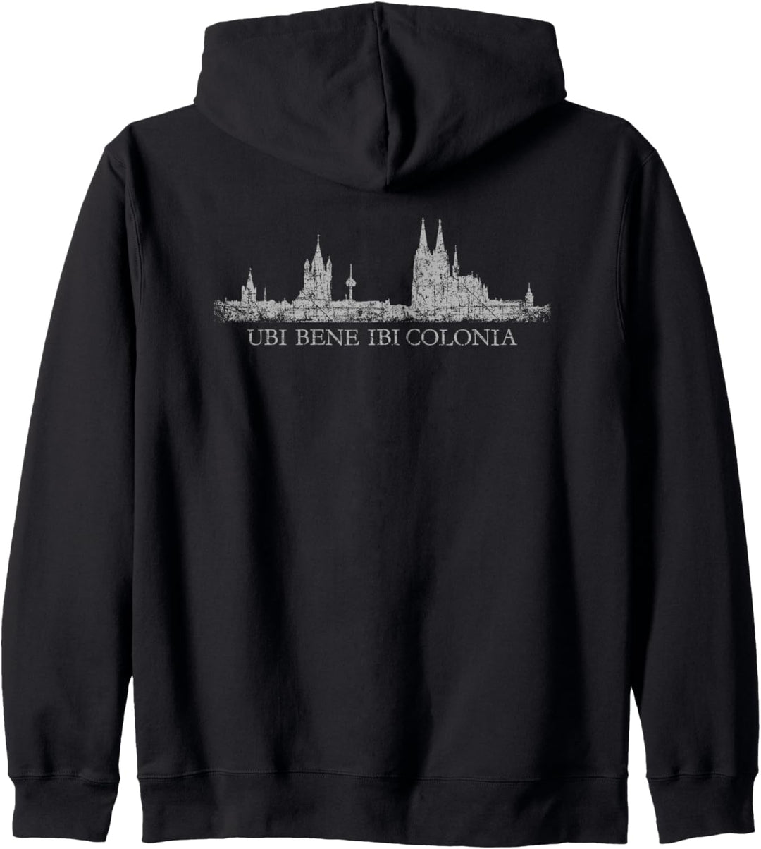 Kölner Skyline (Vintage Grau) "Ubi Bene Ibi Colonia" Köln Kapuzenjacke