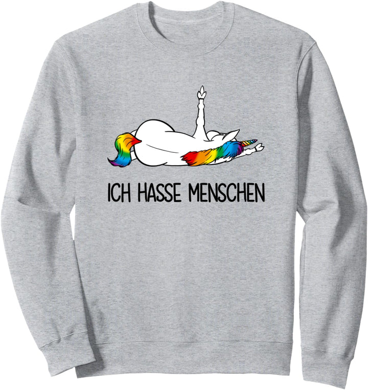 Einhorn Stinkefinger Ich Hasse Menschen Mittelfinger Einhorn Sweatshirt