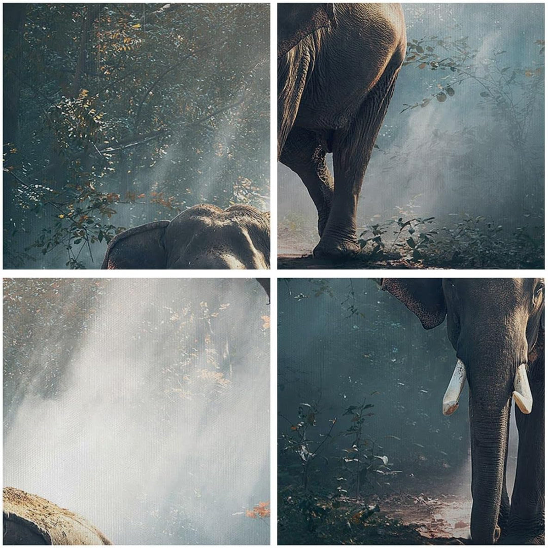 Bilder auf Leinwand elefant natur Leinwandbild mit Rahmen 70x50cm Wandbilder Dekoration Wohnzimmer S