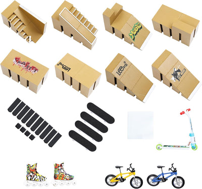 IOUGDSEC Skate Park Kit Fingerspielzeug Skate Park Kit Rampe Teile für Finger Skateboard Fingerboard