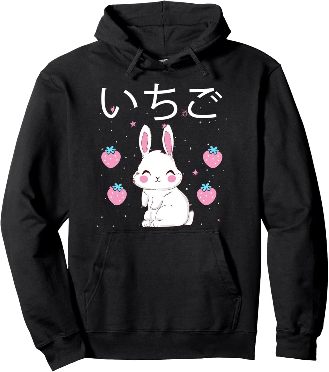 Erdbeermilchhäbchen ästhetischer Vaporwave-Anime Pullover Hoodie