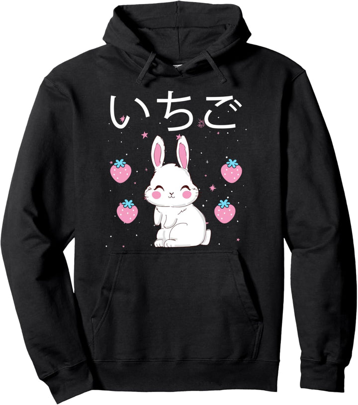 Erdbeermilchhäbchen ästhetischer Vaporwave-Anime Pullover Hoodie