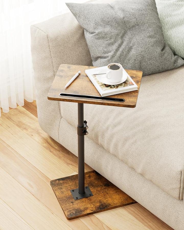 Beistelltisch C-Form, 360°Rotierend Couchtisch Klein, Höhenverstellbar Sofatisch,40x30x(45-81) cm,Ho