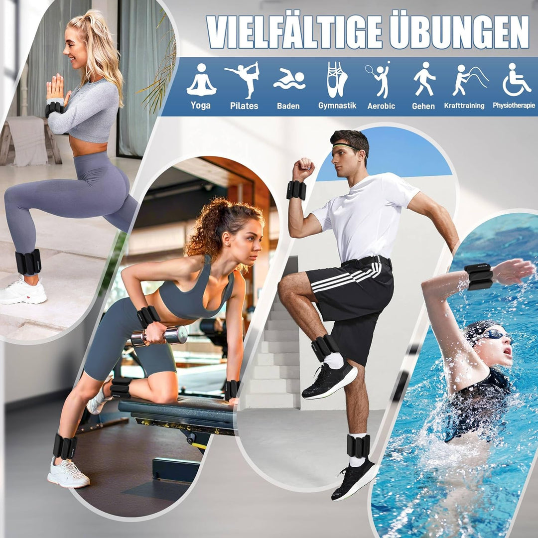 BECOJADDE Gewichtsmanschetten fuss 0.45 KG / 0.9 KG Je Gewichte für Beine und Arme Set 2 Ankle Weigh