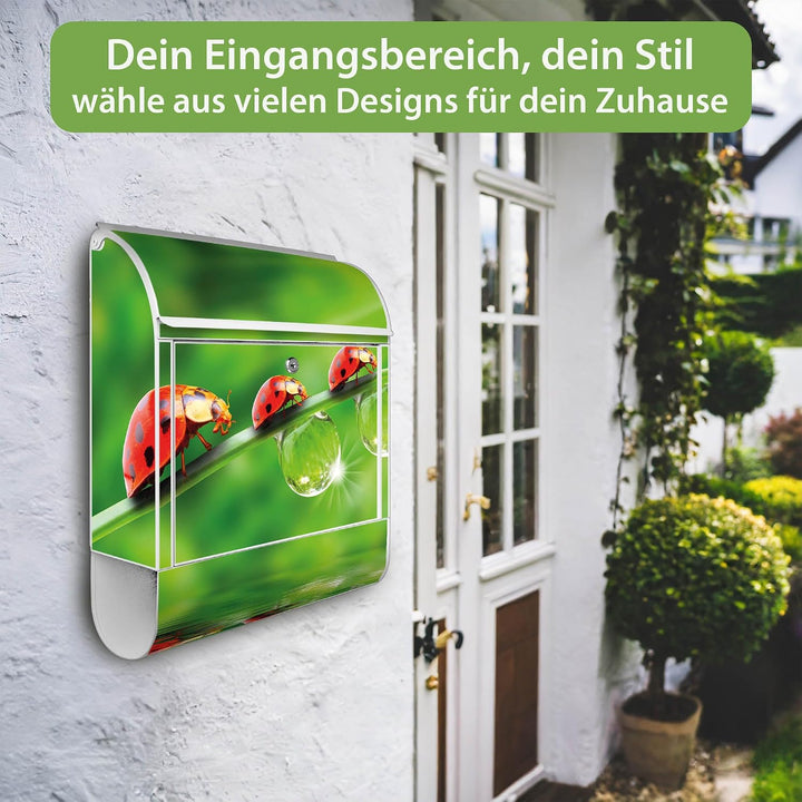 banjado® Design Briefkasten mit Motiv Für Jeden Einen 39x47x14cm &amp; 2 Schlüssel - Briefkasten Stahl w