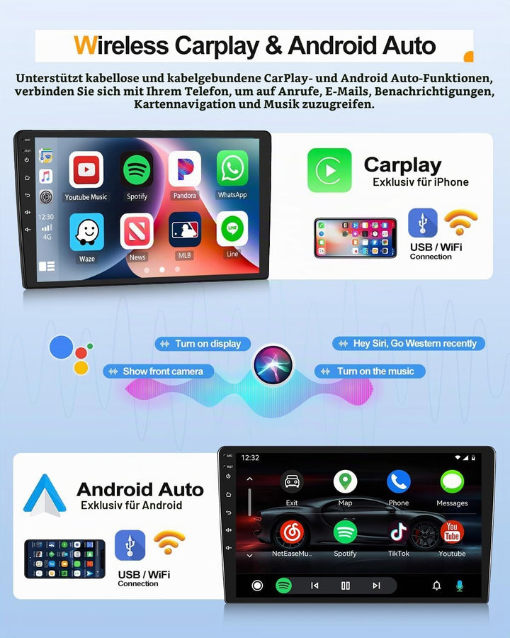CAMECHO 2G+64G Android 13 Autoradio mit Navi für Hyundai i10 (2007-2013),Doppel Din Autoradio mit Ca