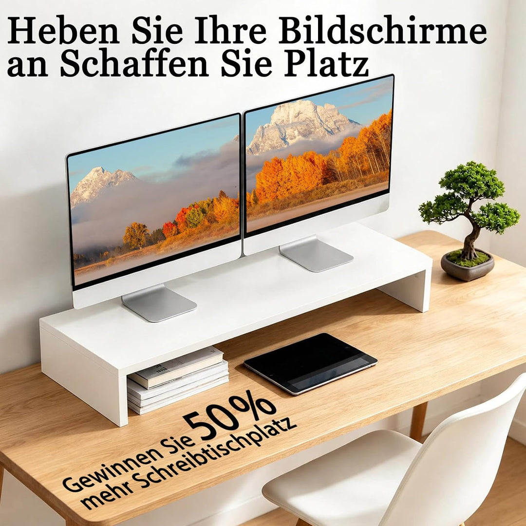 Monitorständer Holz, ergonomische Monitorerhöhung für Schreibtisch, passend für PC, Laptop und TV,Sc