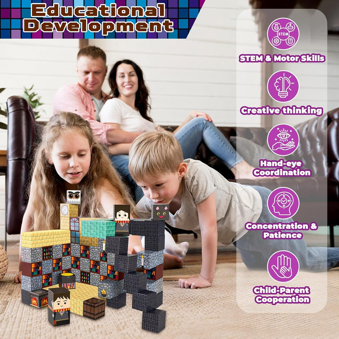Magnetische Bausteine, 100PCS Magnetspielzeug Kinder Jungen Mädchen, 3D Zauberschloss Würfel Konstru