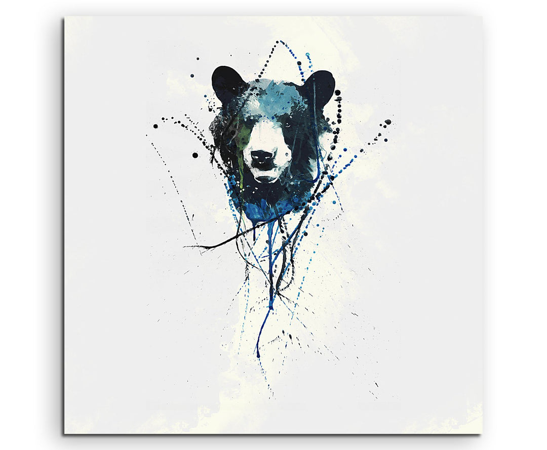 Paul Sinus Art BAER 60x60cm Keilrahmenbild Kunstbild Aquarell Art Wandbild auf Leinwand fertig gerah