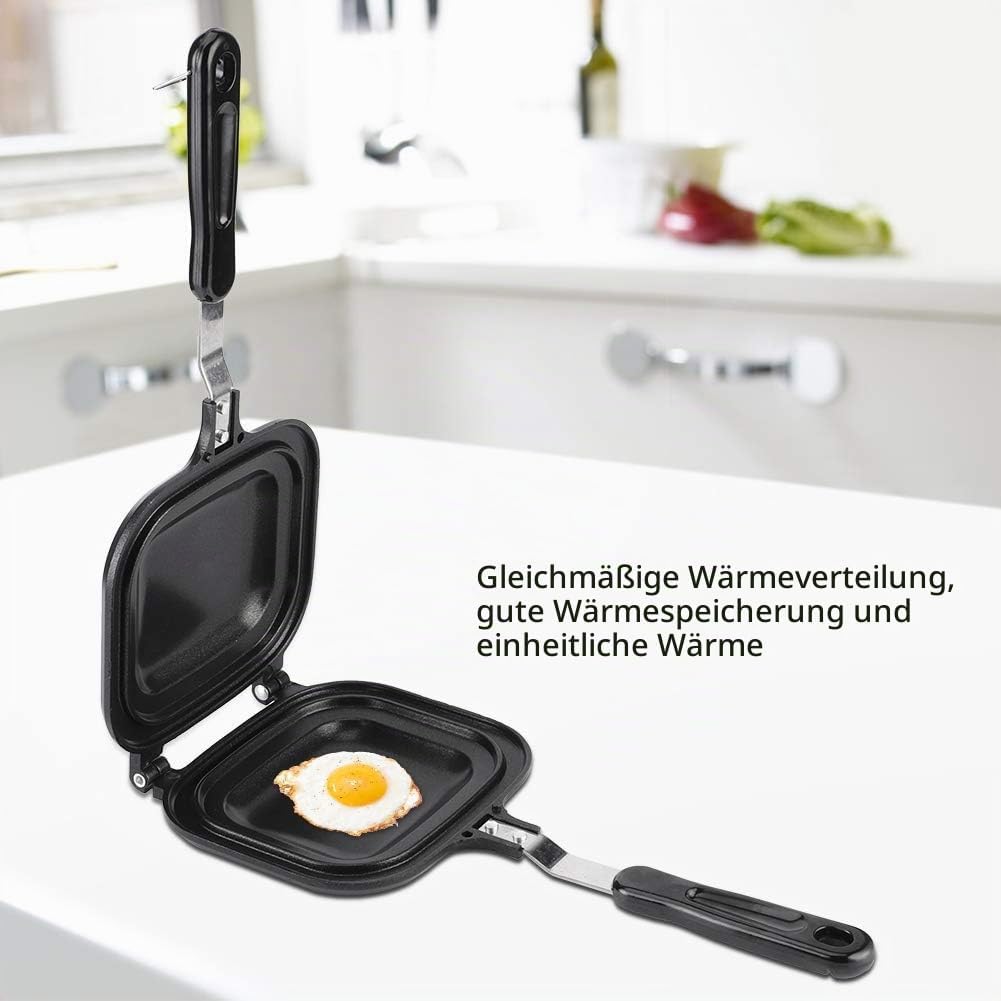 Toastpfanne, Wendepfanne Breakfast Sandwich Maker, Geröstetes Sandwich-Eisen-Maker, Doppelseitige Br