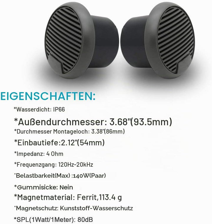 Herdio 7,6 cm Heavy Duty wasserdichte Motorrad Lautsprecher Wasserdicht Marine Lautsprecher für Boot